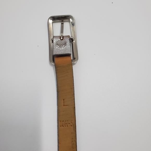 Silver Faux Snake Skin Skinny Belt Boho Western - Picture 3 of 5